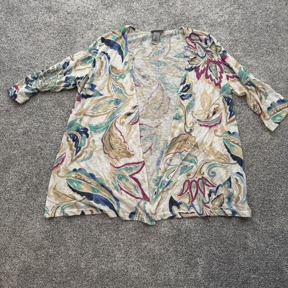 Catherines Cardigan Womens 1X 18/20W Paisley Open Front Lightweight Sweater Top - Picture 1 of 11